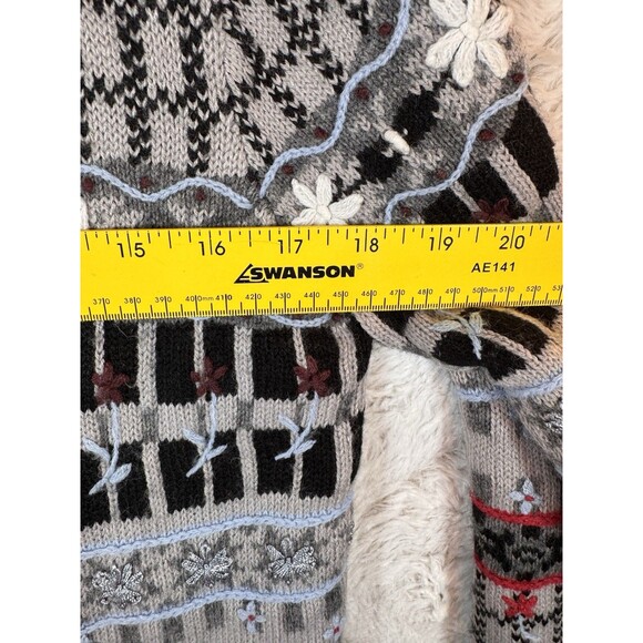 Rebecca Malone Cardigan Sweater Women's Small Petite Wool Blend Flowers - Picture 8 of 10